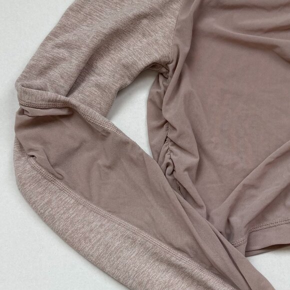 Gymshark Ruched Mesh Long Sleeve Crop Top – Taupe/Mauve Seamless - Picture 3 of 4